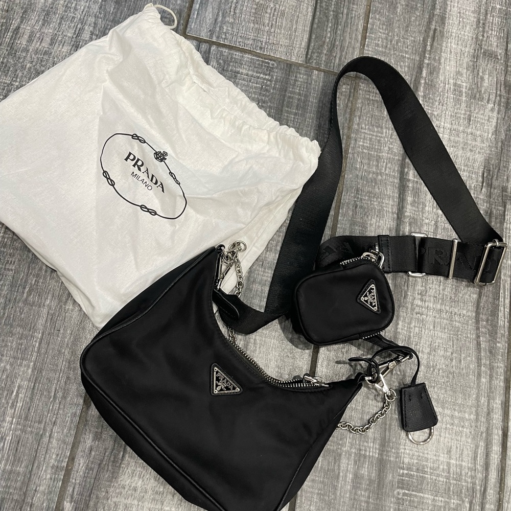 Prada Tesuto Chain Strap Hobo Crossbody Bag